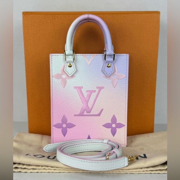 Louis Vuitton Petit Sac Plat Satchel Top Handle Bag Pastel Pink Canvas. - Picture 12 of 15